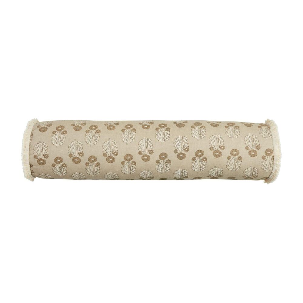 2055 Taupe Block Print Bolster; 7" X 30"